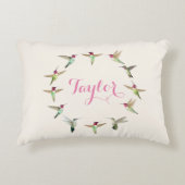 Custom Pink Hummingbird Accent Pillow Dekokissen (Vorderseite)