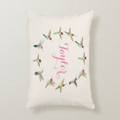 Custom Pink Hummingbird Accent Pillow Dekokissen (Vorderseite(Vertikal))
