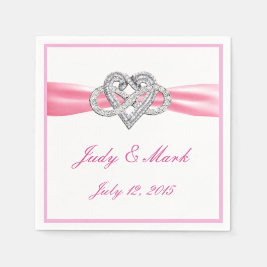 Custom Pink Infinity Heart Paper Napkins Serviette (Vorderseite)