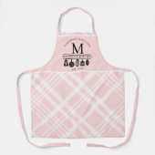 Custom Pink Kariert Kitchen Whisk Utensik Monogram Schürze (Vorderseite)