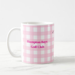 Custom Pink Kariert Ladys Golf League Kaffee Tasse