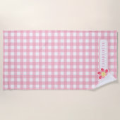 Custom Pink Karo Niedlich Checkerboard Beach Handt Strandtuch (Vorderseite)