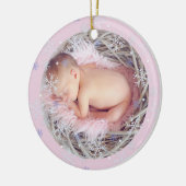 Custom Pink Keepake Foto Baby's First Christmas Keramik Ornament (Links)