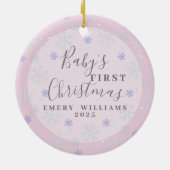 Custom Pink Keepake Foto Baby's First Christmas Keramik Ornament (Hinten)