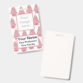 Custom Pink Keramik Xmas Trees Abzeichen Ausweis (Vorder- & Rückseite)