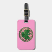 Custom Pink Kleeblatt Celtic Knocks Gepäckmarke Gepäckanhänger (Vorderseite vertikal)
