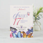 Custom Pink & Lavender 17. Geburtstag Einladungen (Stehend Vorderseite)