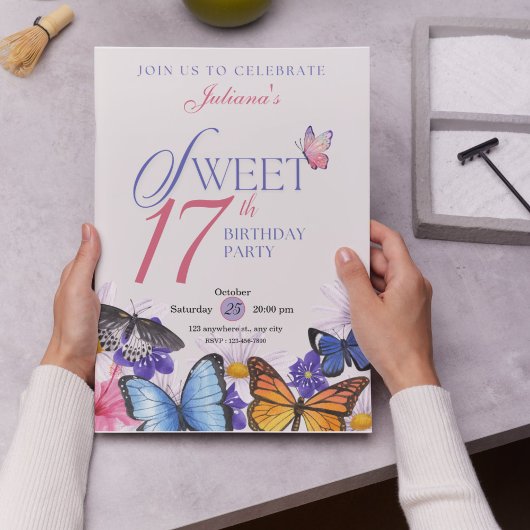 Custom Pink & Lavender 17. Geburtstag Einladungen