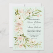 Custom Pink Light Pastellgrün Romantische Ecke Einladung (Vorderseite)