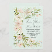 Custom Pink Light Pastellgrün Romantische Ecke Einladung (Vorne/Hinten)