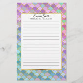 Custom Pink Lila Aquamarine Green Mermaid-Skala Briefpapier (Vorderseite)