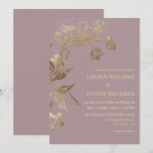 Custom Pink Lila Gold Golden Orchid Wedding Einladung (Vorne/Hinten)