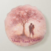 Custom Pink Love Tree Round Pillow Rundes Kissen (Rückseite)