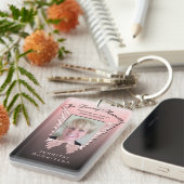 Custom Pink Memorial Engel Wings Foto hinzufügen Schlüsselanhänger (Vorderseite rechts)