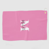 Custom Pink Monogram Girl Golfhandtuch (Horizontal)