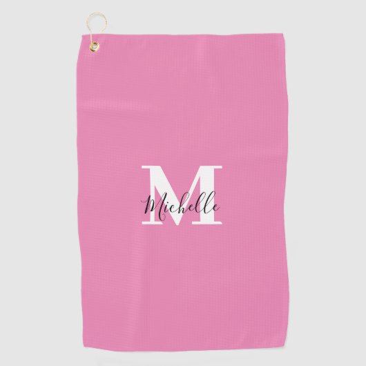 Custom Pink Monogram Girl Golfhandtuch (Vorderseite)