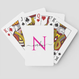 Custom Pink Monogram Name Playing Cards Spielkarten