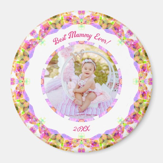 Custom Pink Mother Day Best Mummy Ever Mum Foto Magnet (Vorne)