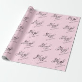 Custom Pink Mr. und Mrs. Script Geschenkpapier (Ungerollt)