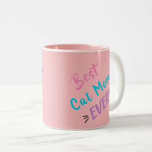 Custom Pink Mutter's Day Geschenk Beste Katze Mama Zweifarbige Tasse (VorderseiteRechts)