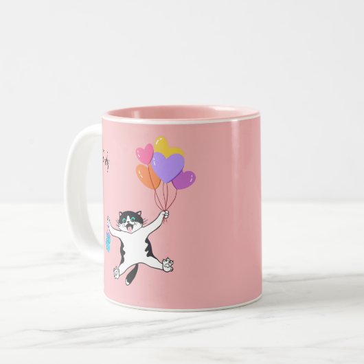 Custom Pink Mutter's Day Geschenk Beste Katze Mama Zweifarbige Tasse (Vorderseite Links)