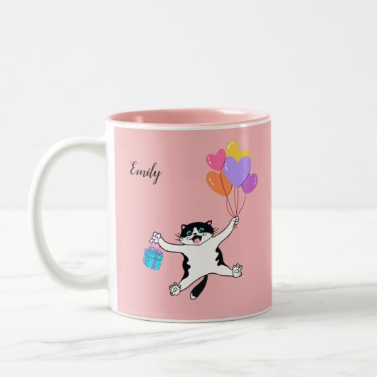 Custom Pink Mutter's Day Geschenk Beste Katze Mama Zweifarbige Tasse (Links)