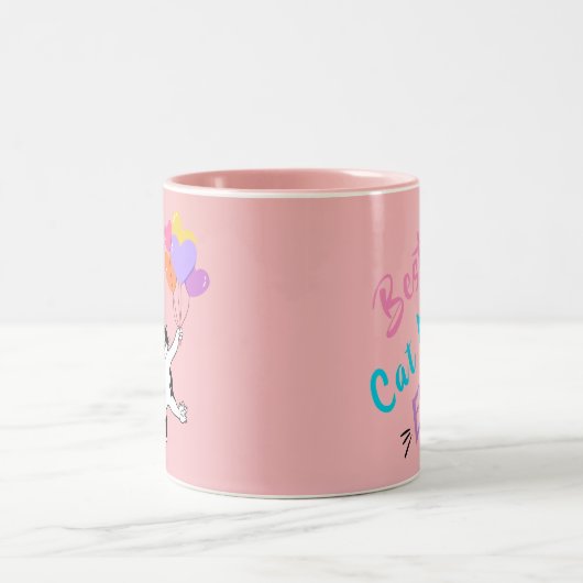 Custom Pink Mutter's Day Geschenk Beste Katze Mama Zweifarbige Tasse (Mittel)