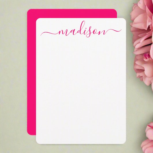 Custom Pink Name Typografy Script Feminine Mitteilungskarte