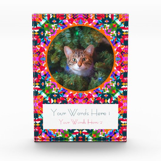 Custom Pink Orange Green Christmas Decor Gift Fotoblock (Vorderseite)