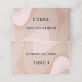 Custom Pink Pastel Retro Waves Wedding Platzkarten (Außenseite Aufgefaltet)