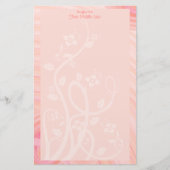 Custom Pink Peach Spirals Blumengestelle Briefpapier (Vorderseite)
