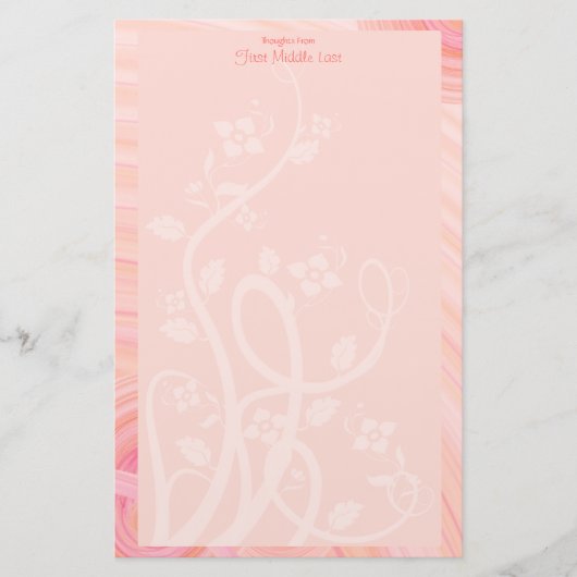 Custom Pink Peach Spirals Blumengestelle Briefpapier (Vorderseite)