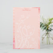 Custom Pink Peach Spirals Blumengestelle Briefpapier (Stehend Vorderseite)