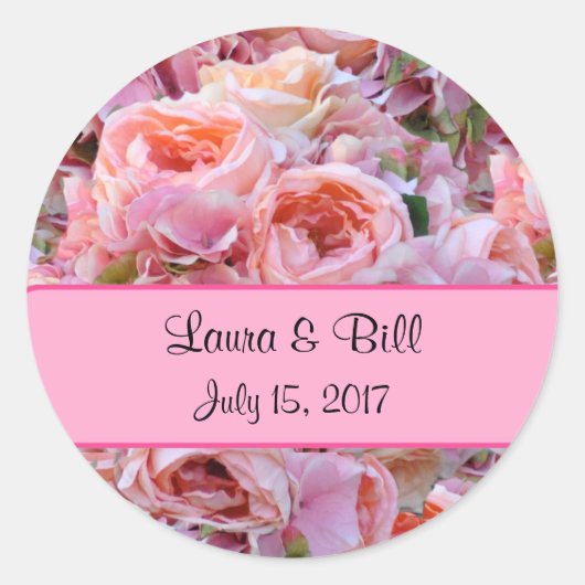Custom Pink Peonies Wedding Umschlag Aufkleber Sti (Vorderseite)