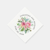 Custom Pink Peony Floral Wedding Serviette (Ecke)