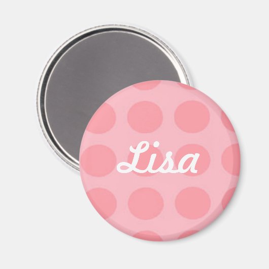Custom Pink Polka Dot Magnet (Vorderseite/Rückseite)
