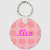 Custom Pink Polka Dot Schlüsselkette Schlüsselanhänger (Vorderseite)