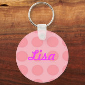 Custom Pink Polka Dot Schlüsselkette Schlüsselanhänger (Vorderseite)