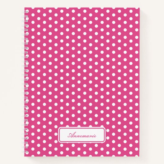 Custom Pink Polka Dot Spiral Notebook Notizblock (Vorderseite)