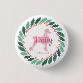 Custom Pink Poodle Silhouette Christmas Button (Vorderseite)