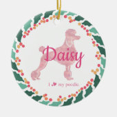 Custom Pink Poodle Silhouette und Foto Ornament (Vorne)