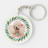 Custom Pink Poodle Silhouette und Foto Ornament Schlüsselanhänger (Rückseite)