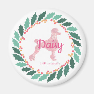 Custom Pink Poodle Silhouette Weihnachtsmagnet Magnet