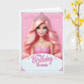 Custom Pink Princess Happy Birthday Card Karte (Gelbe Blume)