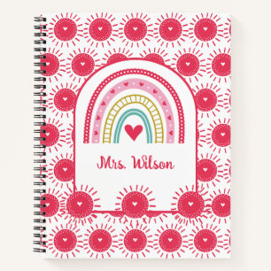 Custom Pink Rainbow School Lehrer Notizblock