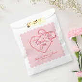 Custom Pink Red Hand gezogen Herz Bow Vielen Dank Geschenktütchen (Versiegelt)