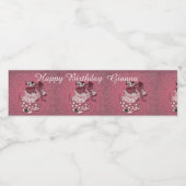 Custom Pink Retro Circus Elephant Geburtstag Wasserflaschenetikett (Einzelnes Label)