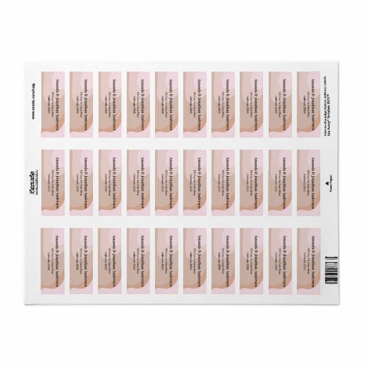 Custom Pink Retro Wave Wedding Rücksendeadresse (Vorne)