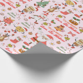Custom Pink Retro Weihnachtswrapping Paper Geschenkpapier (Ecke)