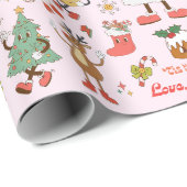 Custom Pink Retro Weihnachtswrapping Paper Geschenkpapier (Rolleneckpunkt)